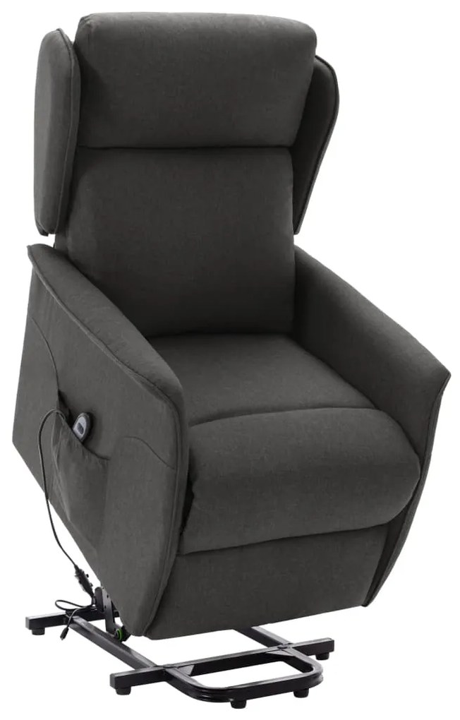 vidaXL Poltrona elevatória tecido cinzento-escuro