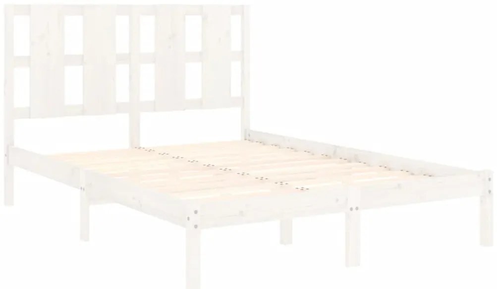 Cama sem colchão 140x200 cm madeira de pinho maciça branco