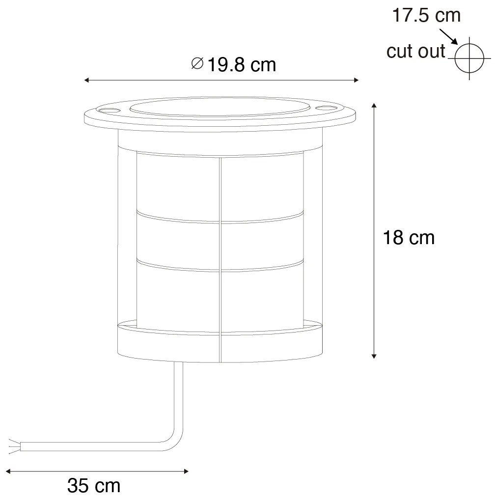 Refletor de solo moderno preto 3 luzes IP65 - Tribus Moderno