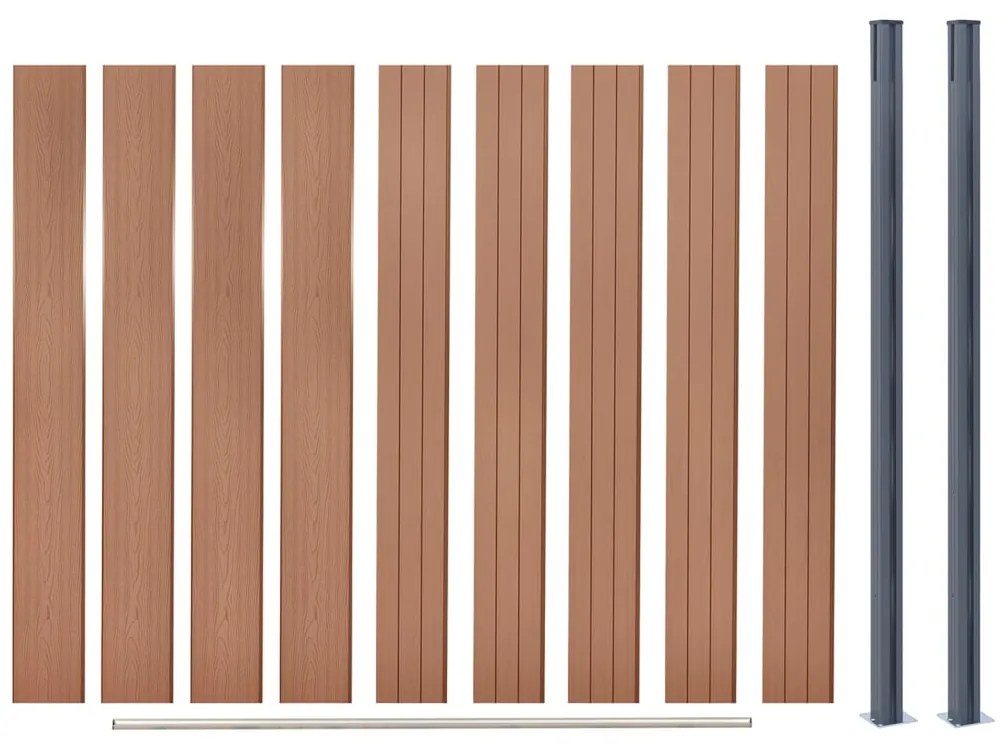 Conjunto de painéis de vedação 180x186 cm WPC castanho