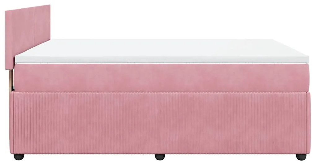 Cama com molas/colchão 160x200 cm veludo rosa