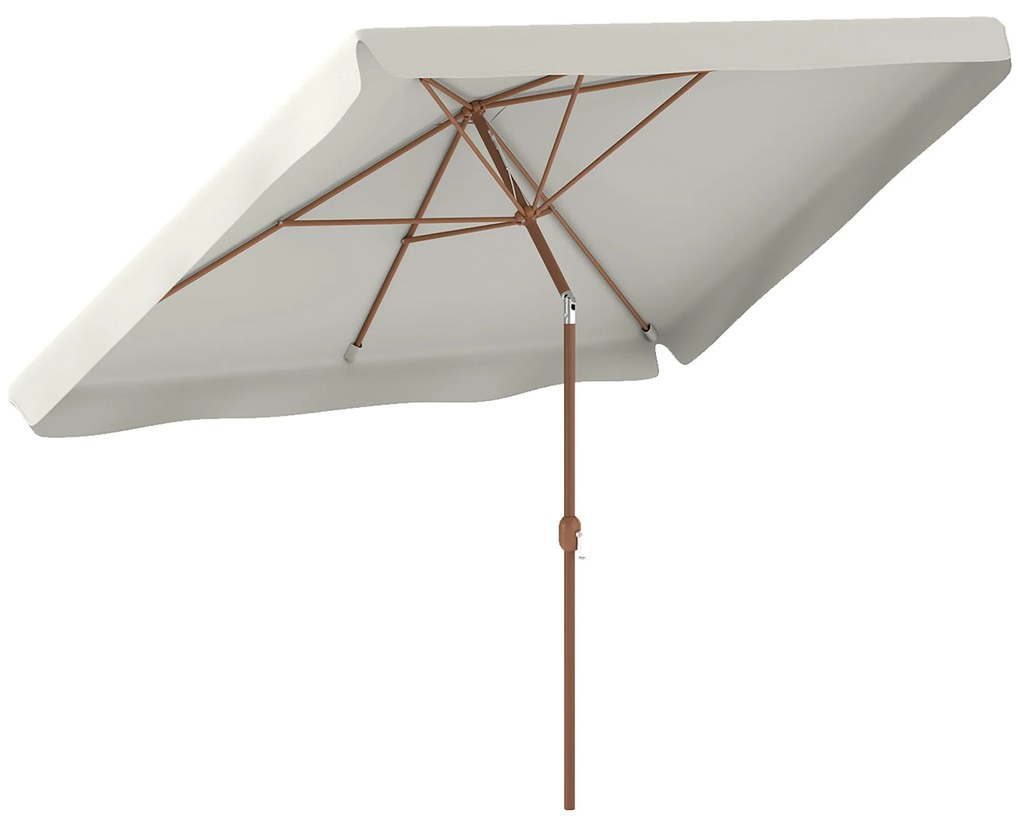 Outsunny Chapéu de Sol de Jardim 300x200 cm com Ângulo Ajustável Mastro de Alumínio Manivela e Proteção UV 50+ Creme