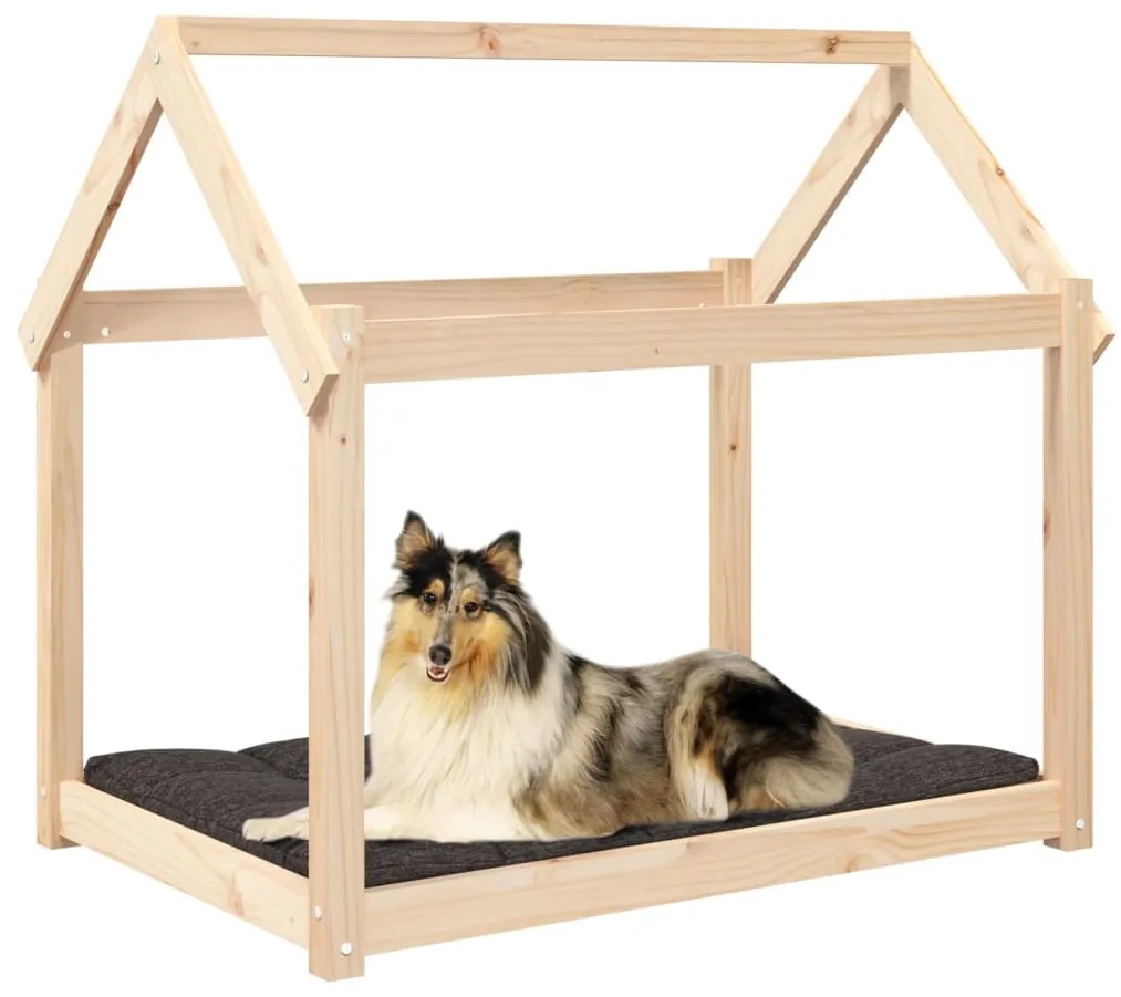 Cama para cães 101x70x90 cm madeira de pinho maciça