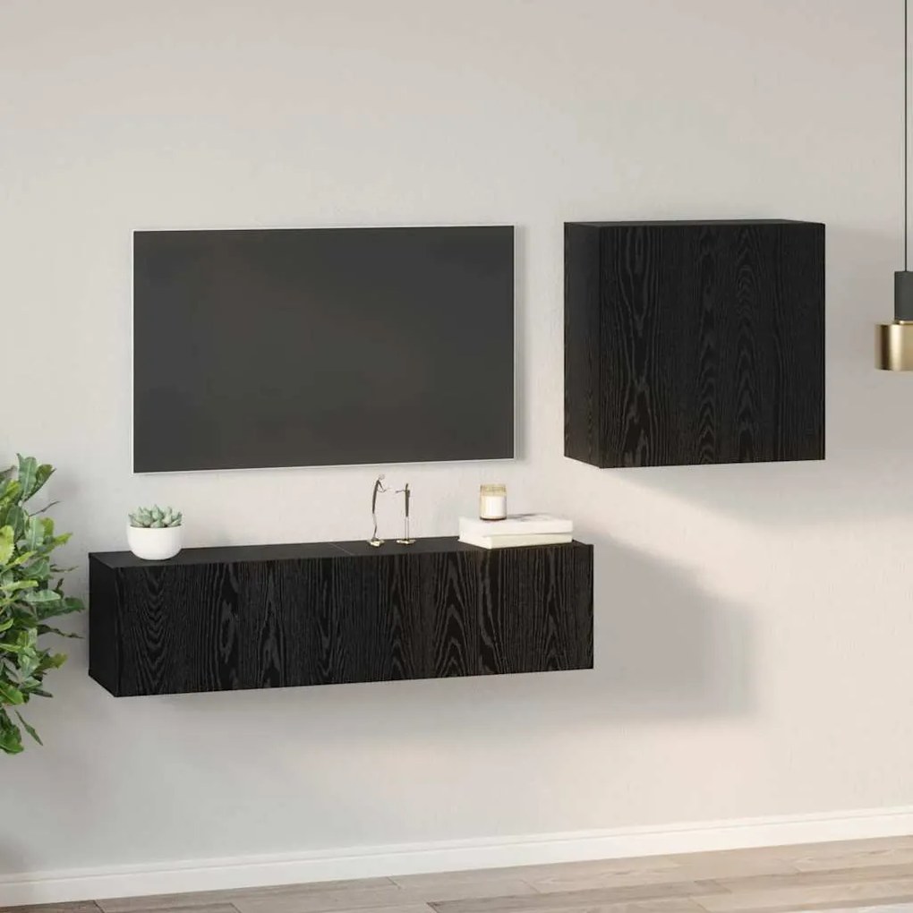 Conjunto de Armários para TV 4 pcs Carvalho Preto