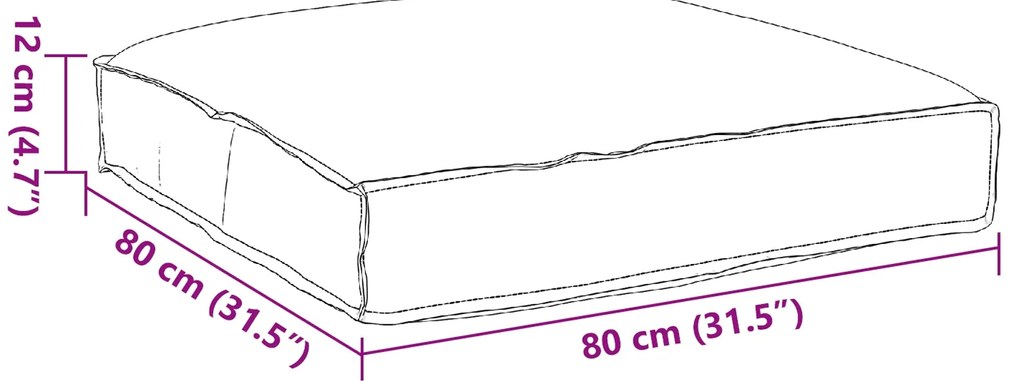 Almofada Pallet para Assento Preto 80x80x12 cm Tecido Oxford