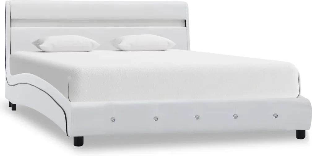 Estrutura de cama c/ LEDs 120x200 cm couro artificial branco
