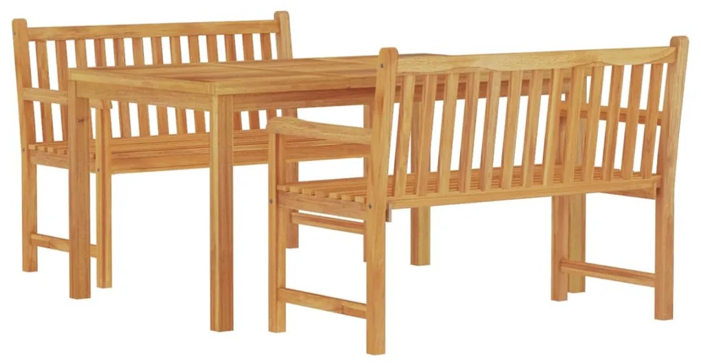 3 pcs conjunto de jantar para jardim madeira de teca maciça