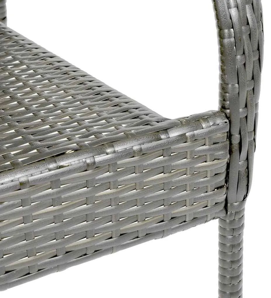 Cadeiras de exterior empilháveis 4 pcs vime PE cinzento