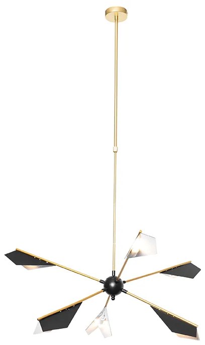 Candeeiro de suspensão design preto e dourado 6 luzes - Sinem Design