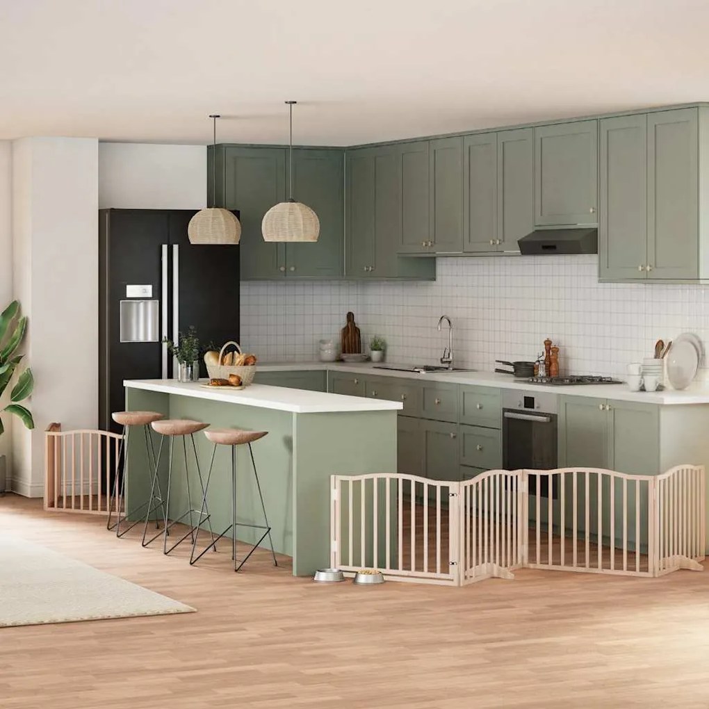 vidaXL Portão para cães com porta dobrável 6 painéis 480 cm álamo