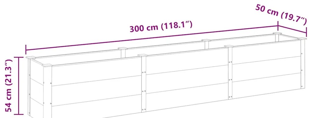 Canteiro elevado de jardim 300x50x54 cm WPC cinzento