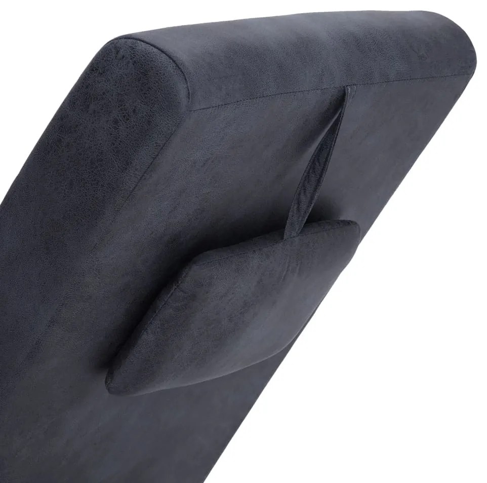 Chaise longue com almofada camurça artificial cinzento
