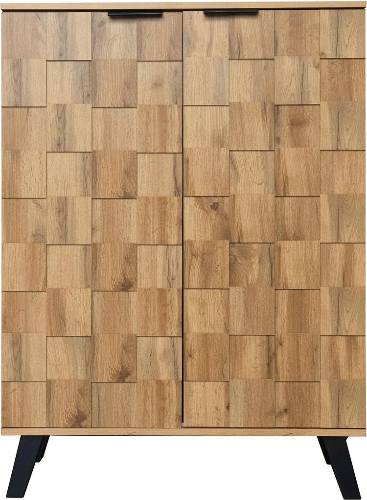Sapateira Moderna com 5 Compartimentos Padrão Geométrico com Veios de Madeira para Corredor e Hall de Entrada 80,5x35x109,5 cm Natural | Aosom Portugal