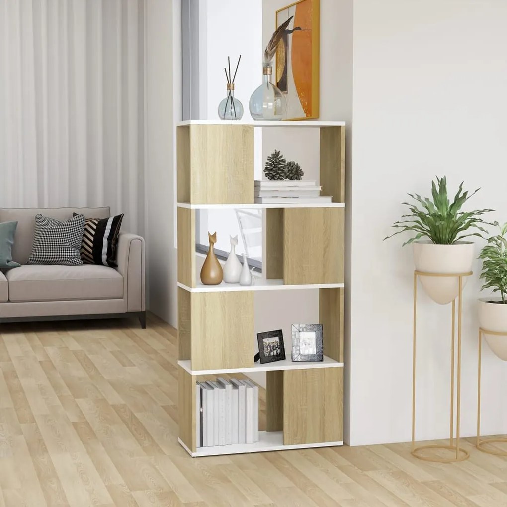 vidaXL Estante/divisória 60x24x124,5 cm cor branco/carvalho sonoma