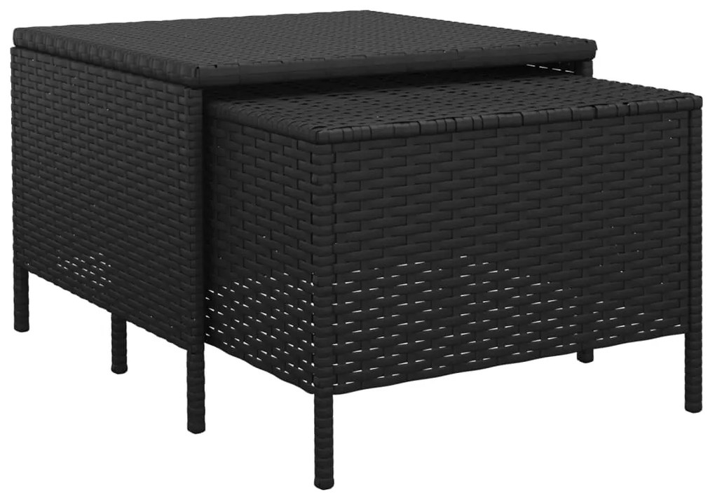 4 pcs conjunto lounge de jardim c/ almofadões vime PE preto