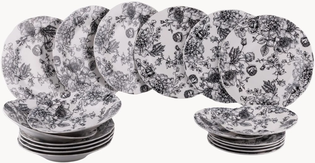 Conjunto de loiça de porcelana Madame, 6 pessoas, conjunto de 18