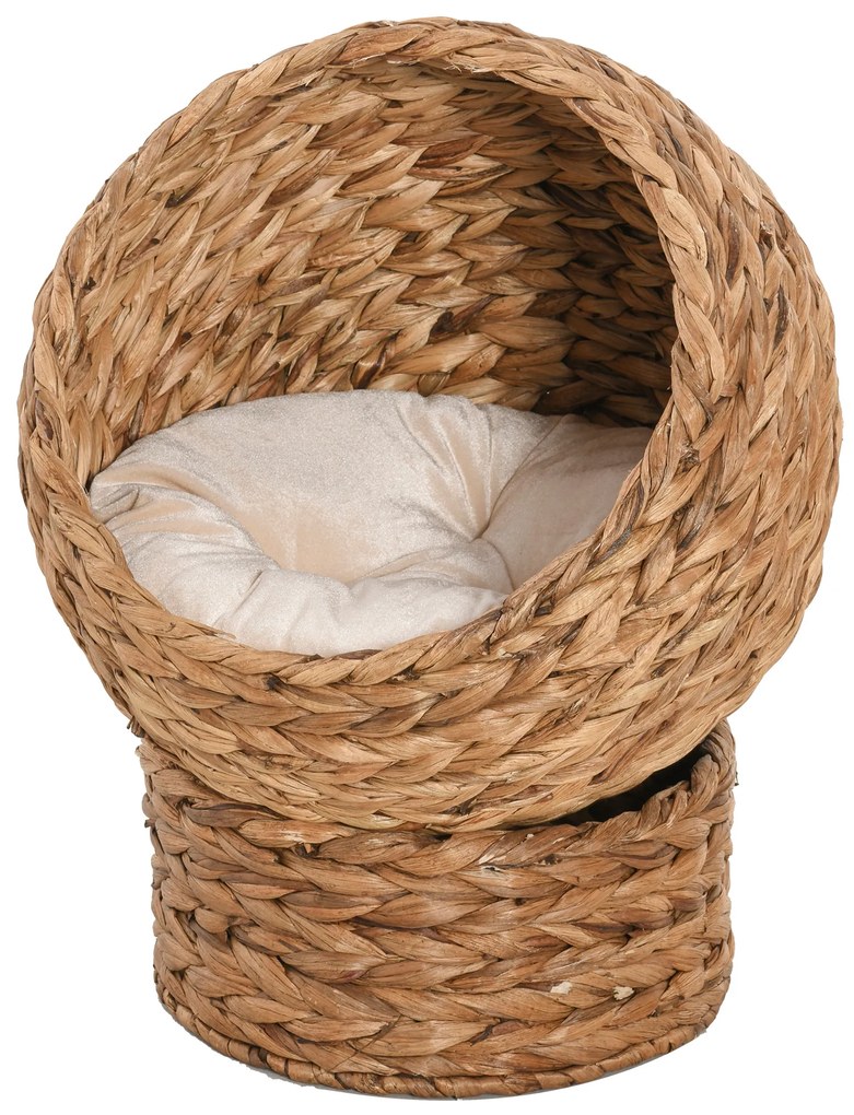 PawHut Cama destacável para gatos casa para animais de estimação Menos de 5 kg Design moderno Almofada macia e quente 42x33x52cm