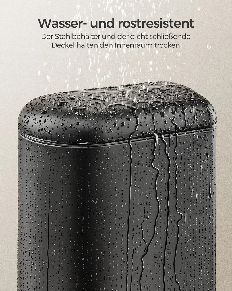 Caixote lixo casa de banho de 10 litros com tampa de aço pequena Preto