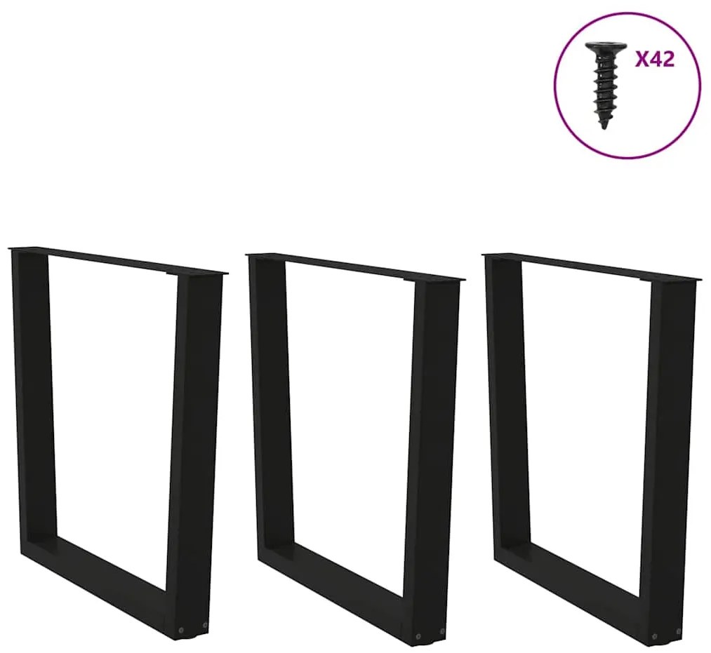 Pernas para mesa de jantar em V 3 peças, preto, 90x(72-73,3) cm, aço