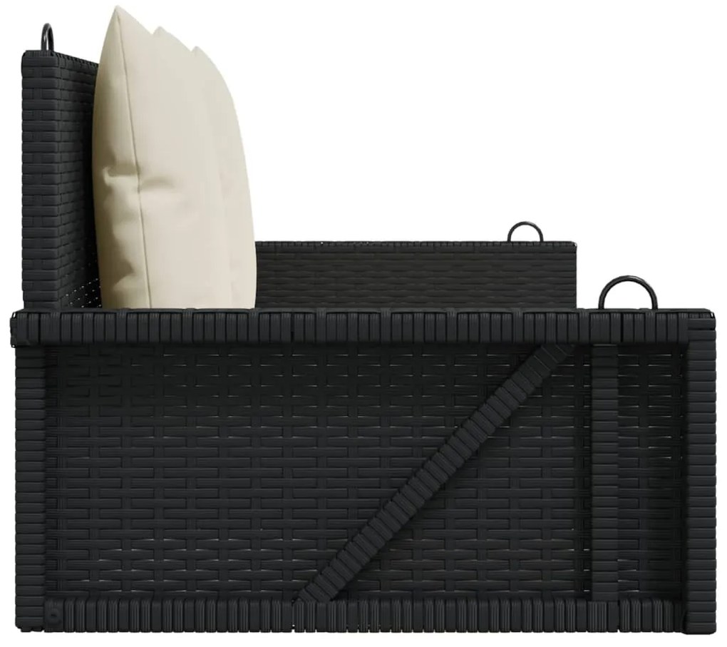Banco baloiço com almofadões 119x56x48 cm vime PE preto
