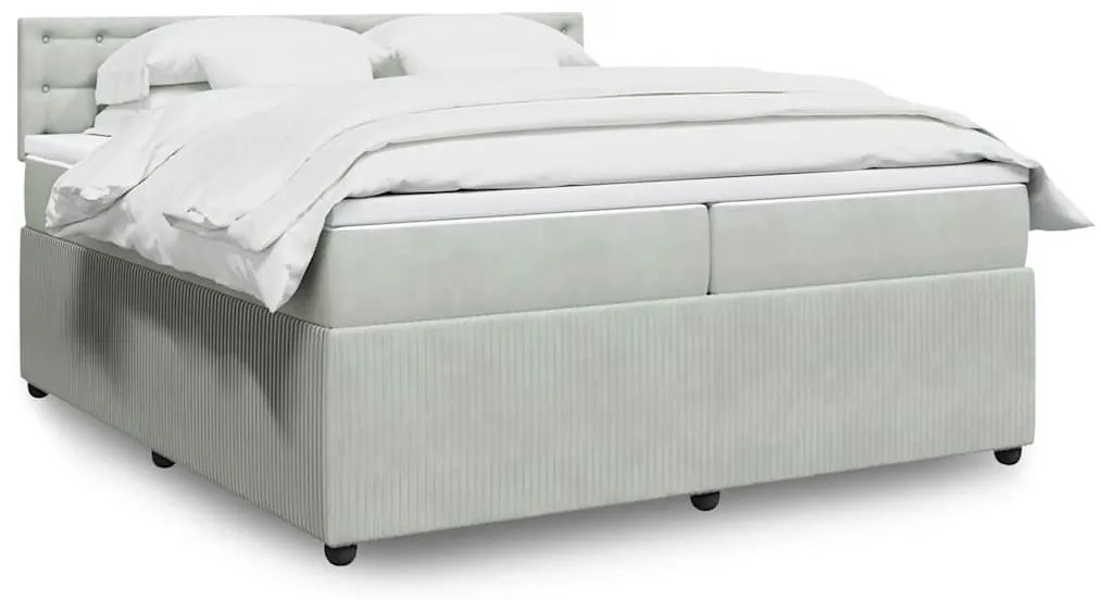 Cama com molas/colchão 200x200 cm veludo cinzento-claro