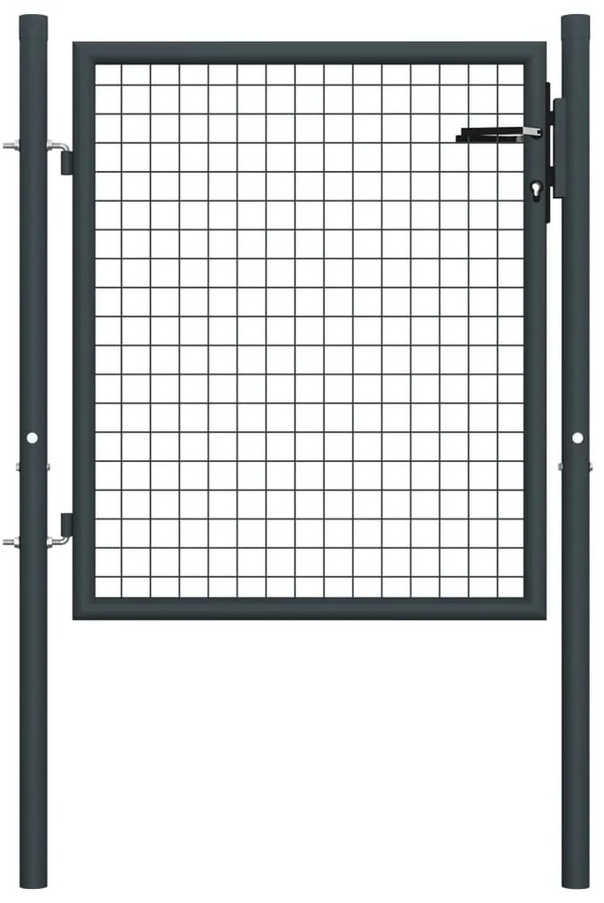 Portão de jardim em rede 100x125 cm aço galvanizado cinzento