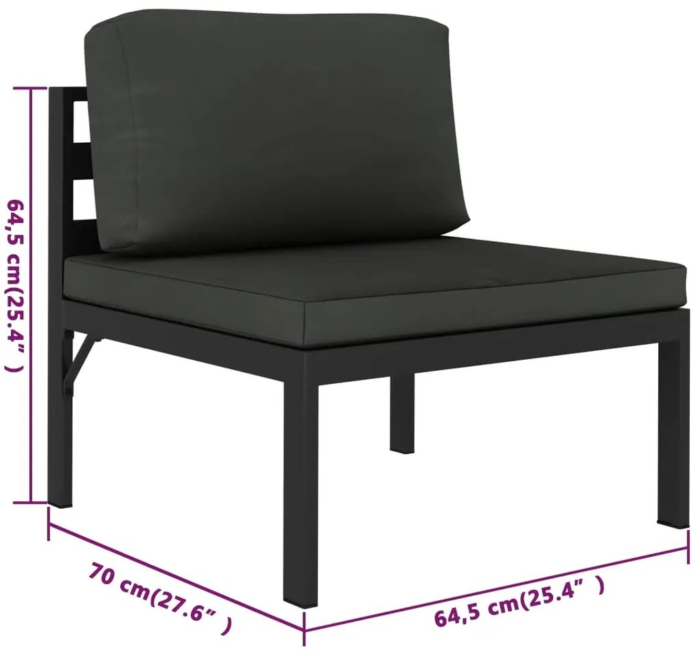 6 pcs conjunto lounge jardim com almofadões alumínio antracite