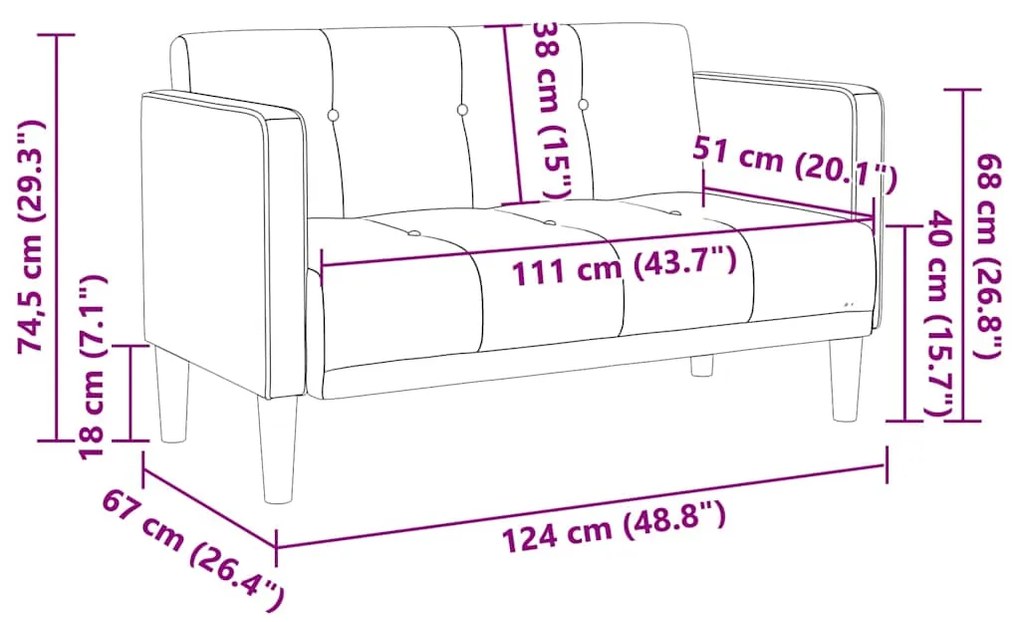 Sofá-luvas 111 cm veludo amarelo