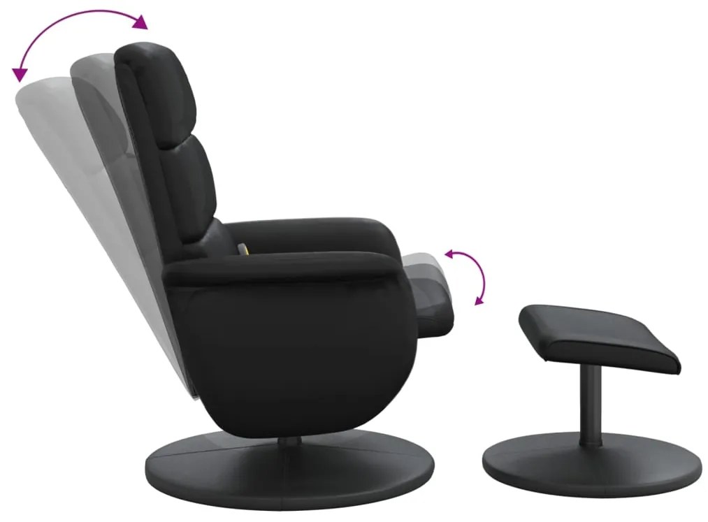 Cadeira massagens reclinável c/ apoio pés couro artif. preto