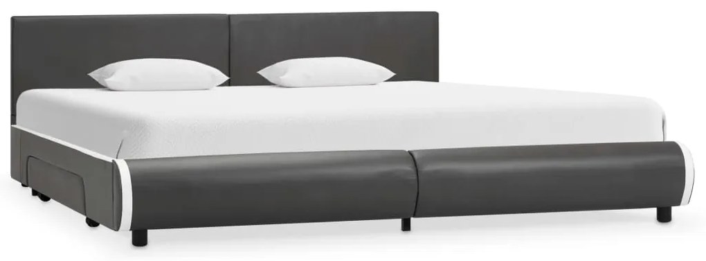 vidaXL Estrutura cama c/ gavetas 180x200 cm couro artificial antracite