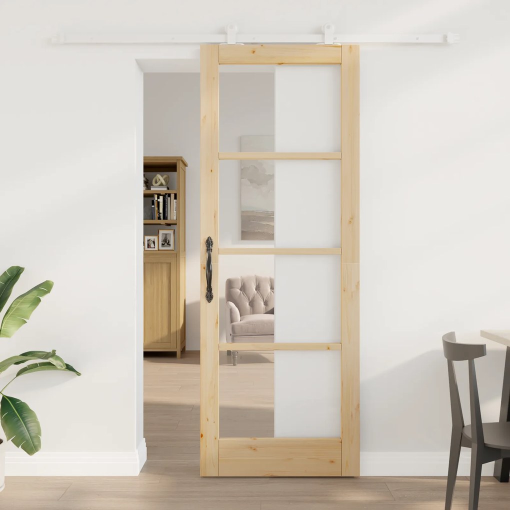 Porta Deslizante vidaXL com Conjunto de Ferragens 'ORKDAL'Madeira Maci