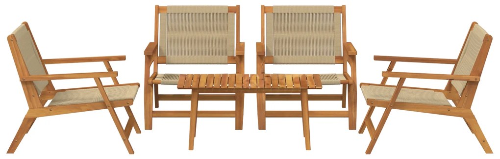 Conjunto de Jardim de 5 Peças: Cadeiras de Madeira de Acácia Bege e Me