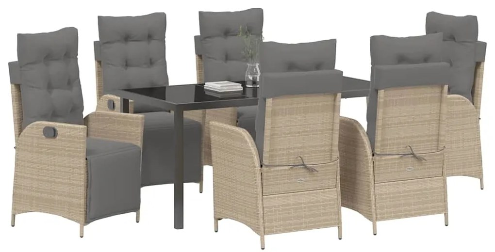 Conjunto de jantar de jardim com 7 peças em ratan sintético bege