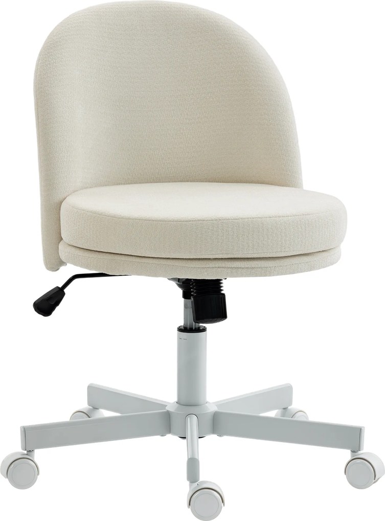 HOMCOM Cadeira de escritório para casa com ajuste de altura, função de balanço, cadeira giratória com rodas, creme branco | Aosom Portugal