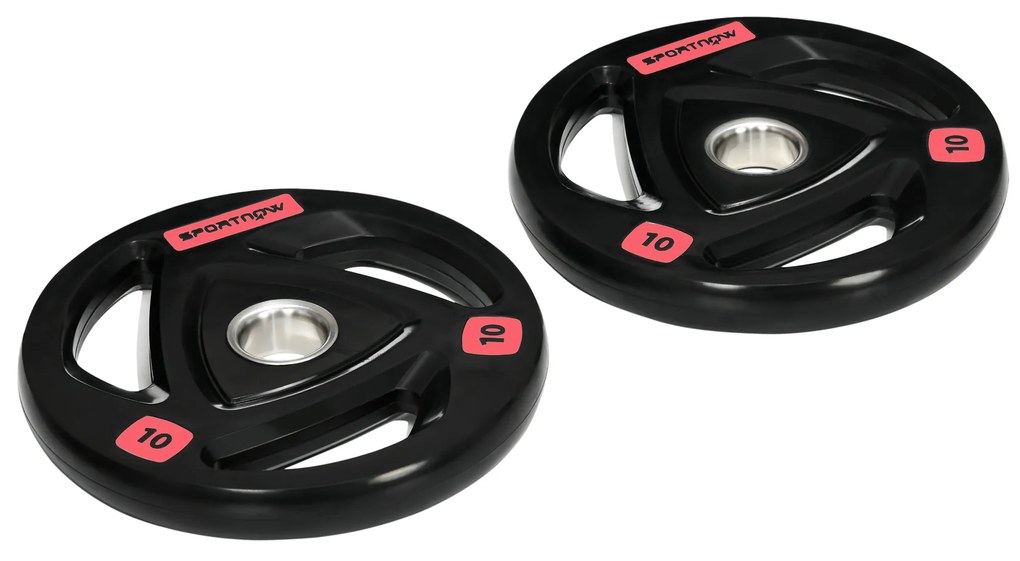 SPORTNOW Conjunto de 2 Discos de Pesos Olimpicos 10kg Ferro Fundido Placas de Peso com Orifício de 5cm Ø32x4cm Preto | Aosom Portugal