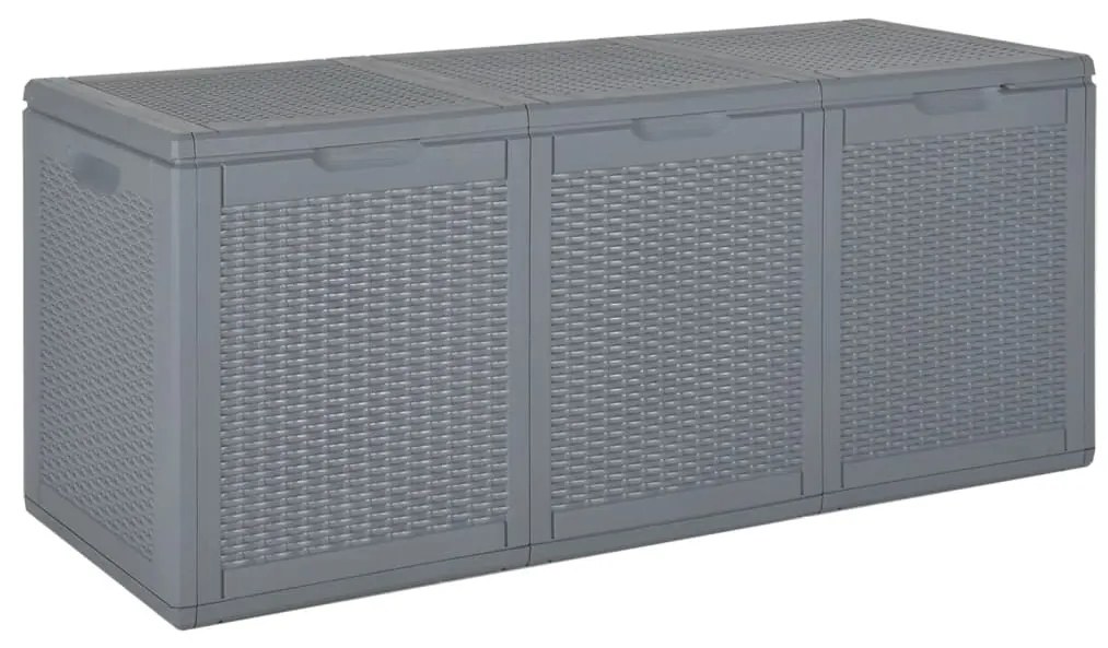 vidaXL Caixa de arrumação para jardim 270 L vime PP cinzento