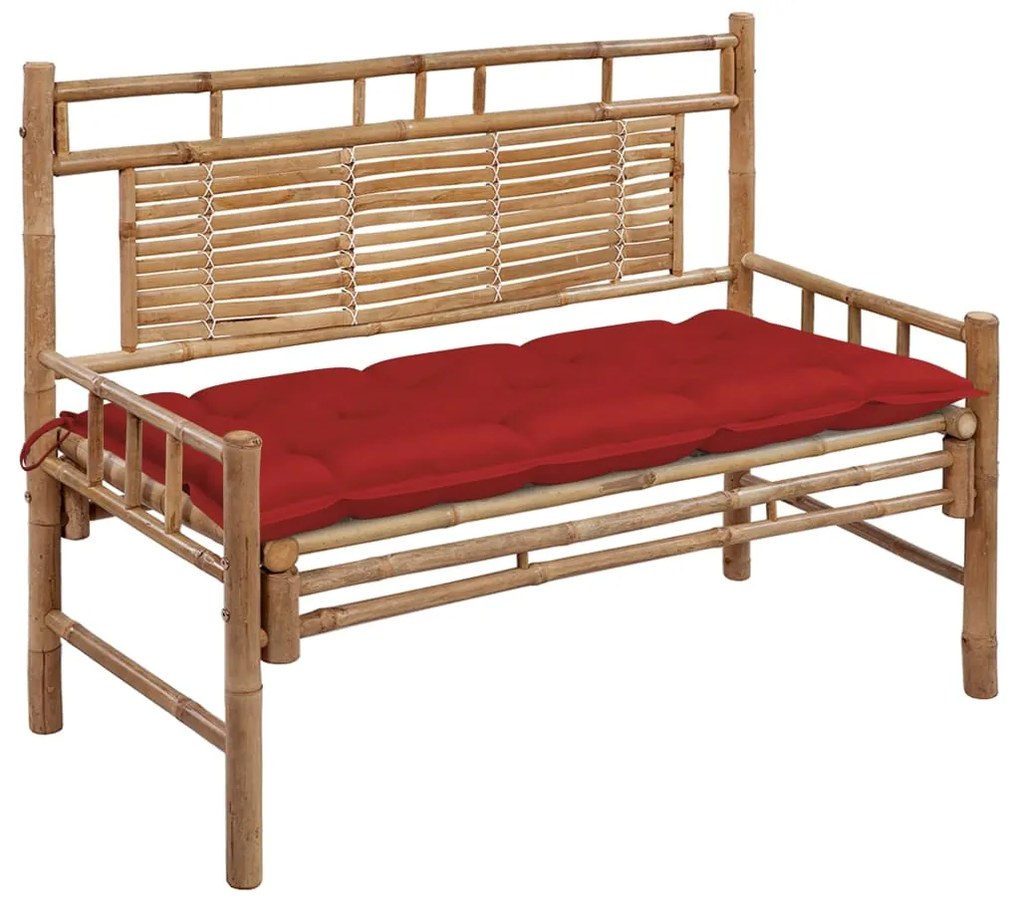 vidaXL Banco de jardim com almofadão 120 cm bambu