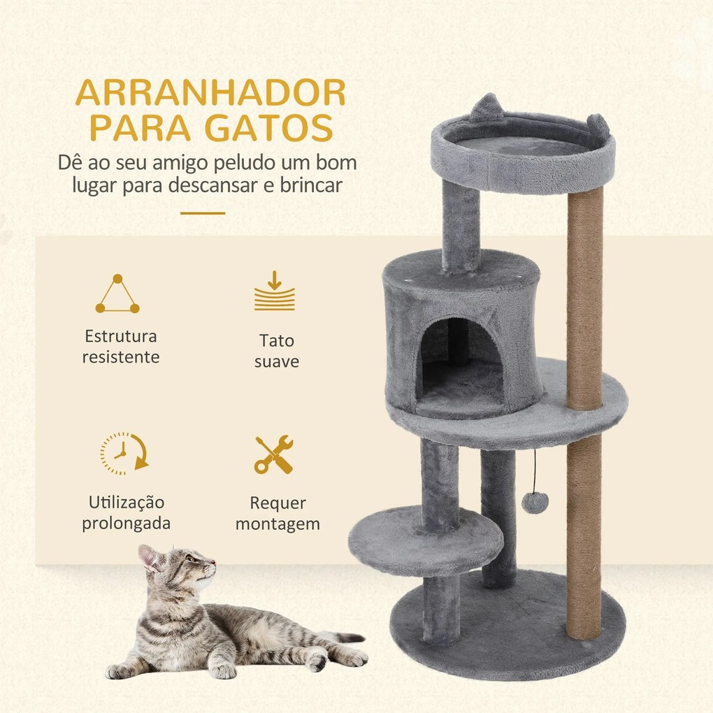 PawHut Árvore Arranhador para Gatos de 104 cm Arranhador para Gatos co