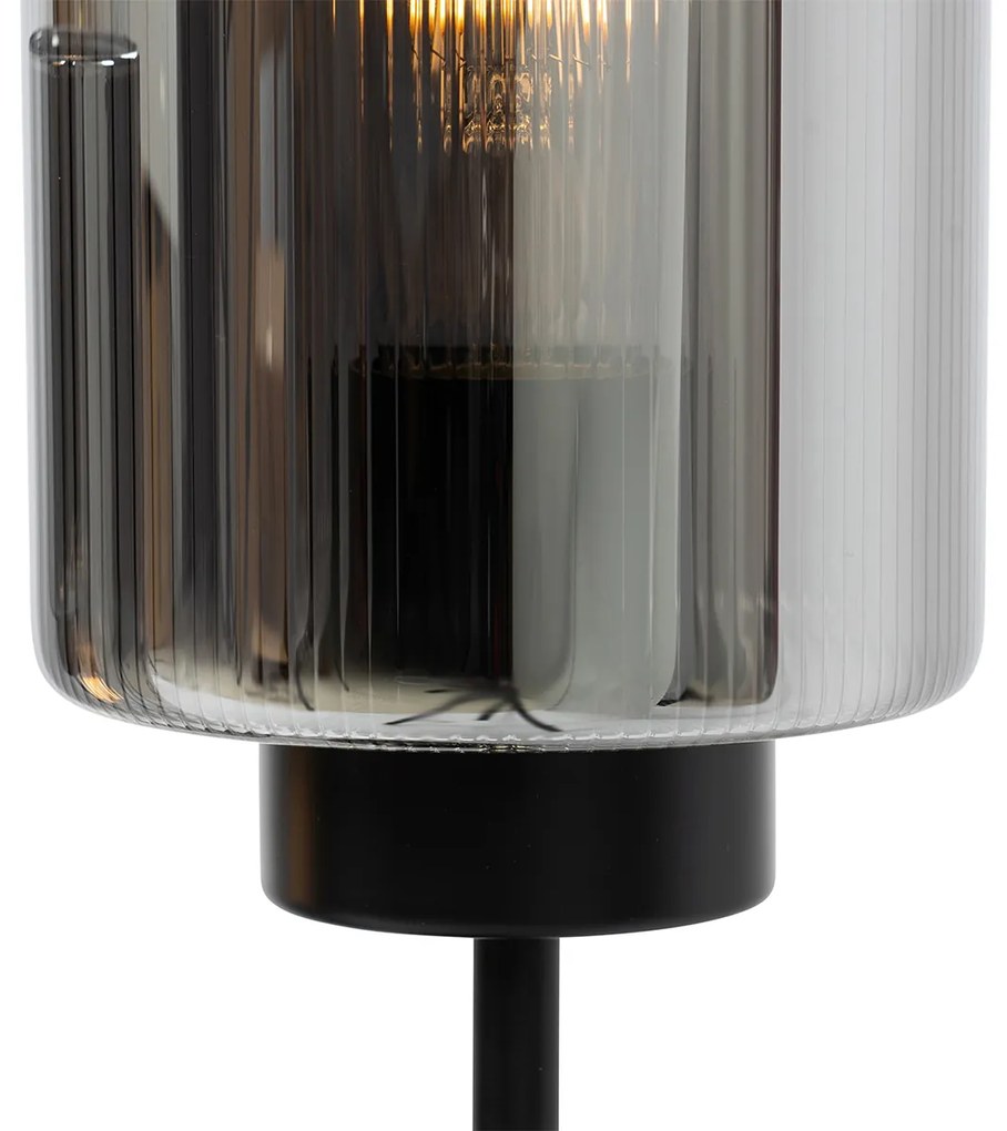 LED Candeeiro de Mesa Inteligente Preto com Vidro Fumado 2-Luzes incl. 2 Wifi ST64 - Laura Moderno