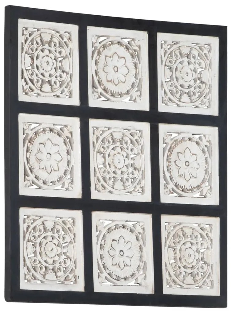 321657 vidaXL Painel de parede esculpido à mão MDF 60x60x1,5 cm preto/branco