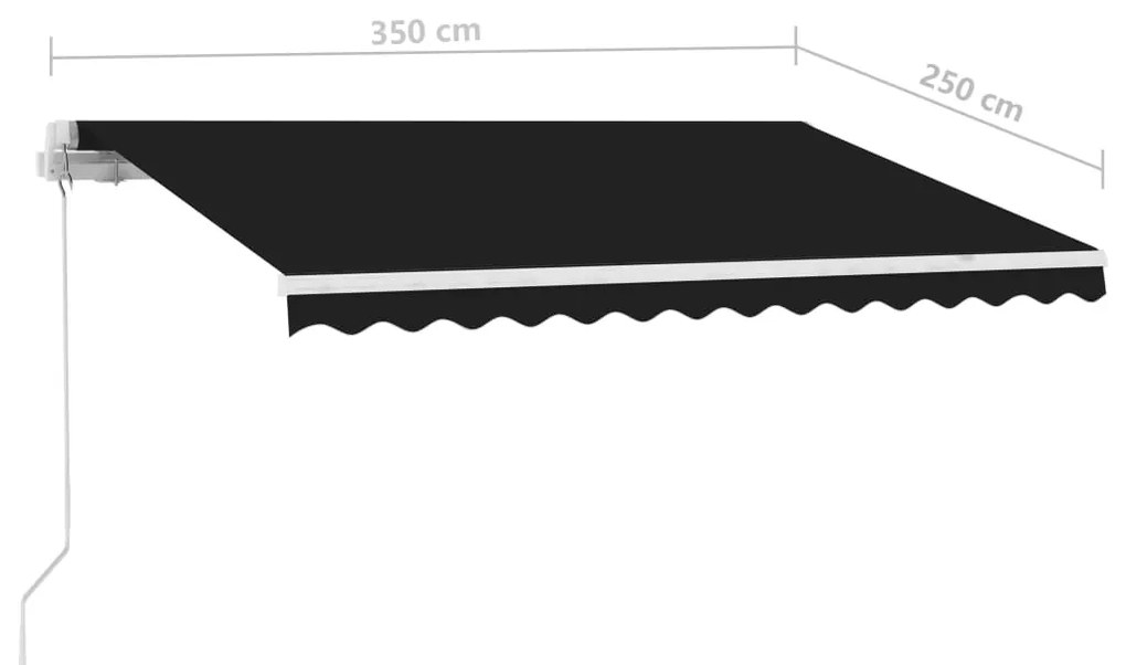 Toldo retrátil manual c/ LED 350x250 cm antracite
