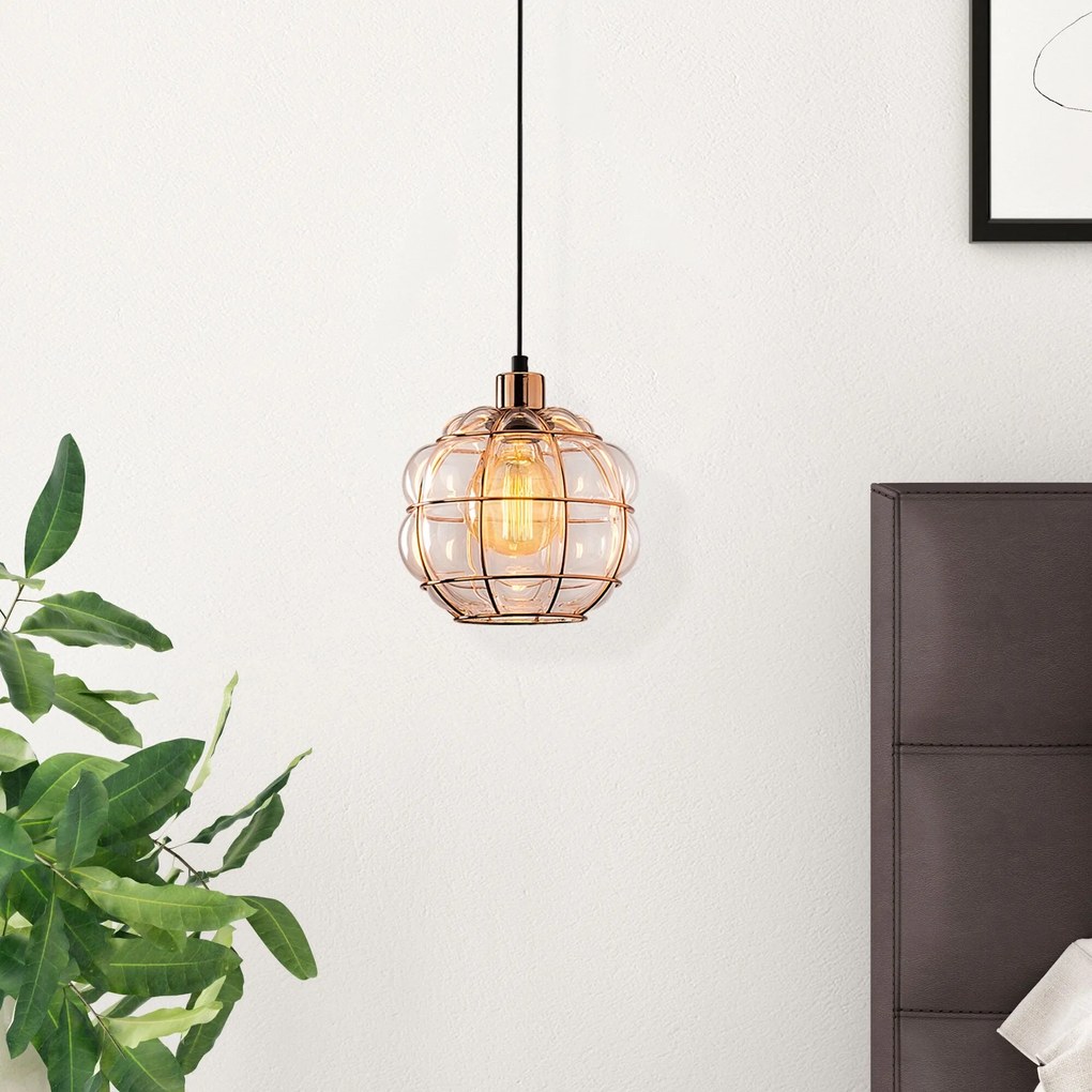 Candeeiro Chandelier Safderun – Cobre – Diâmetro 23 cm x Altura 111 cm