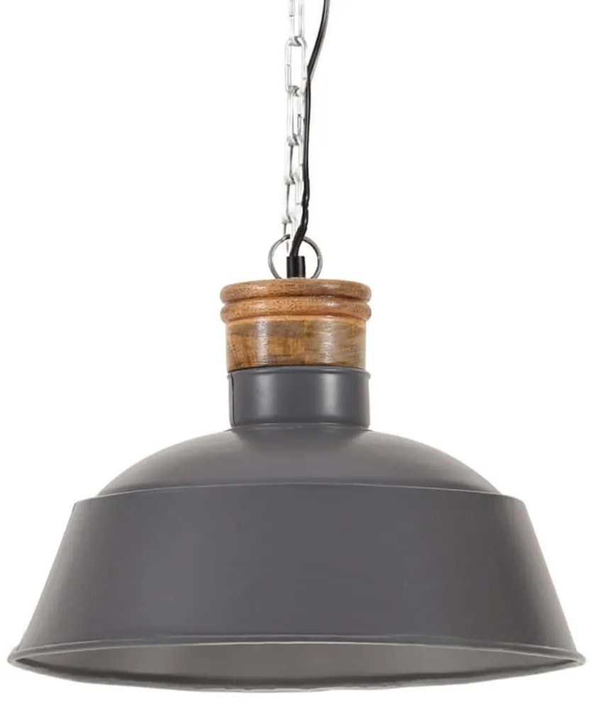 vidaXL Candeeiro suspenso industrial 42 cm E27 cinzento