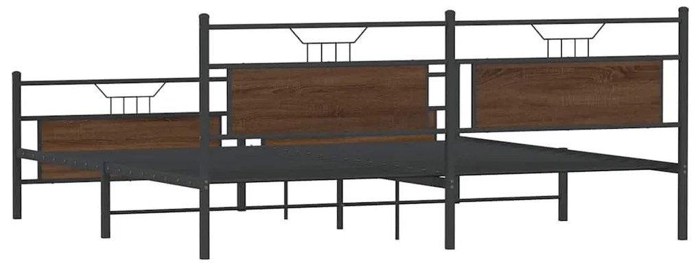 Estrutura cama sem colchão 200x200cm metal carvalho castanho
