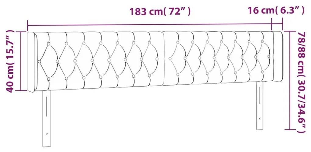 Cabeceira de cama c/ abas tecido 183x16x78/88 cm preto