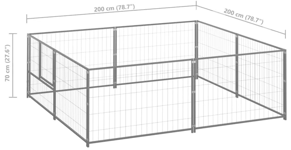 Canil para cães 4 m² aço prateado