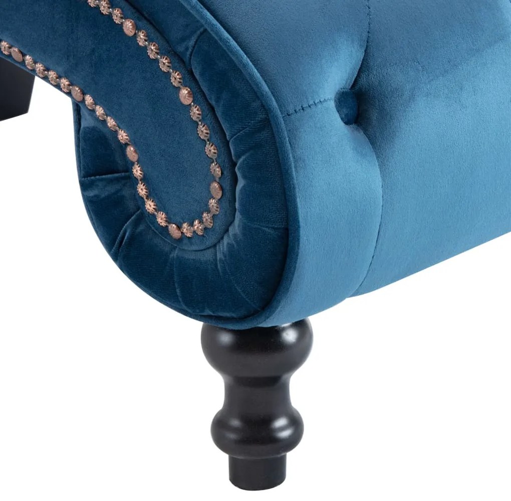 Chaise longue em veludo azul