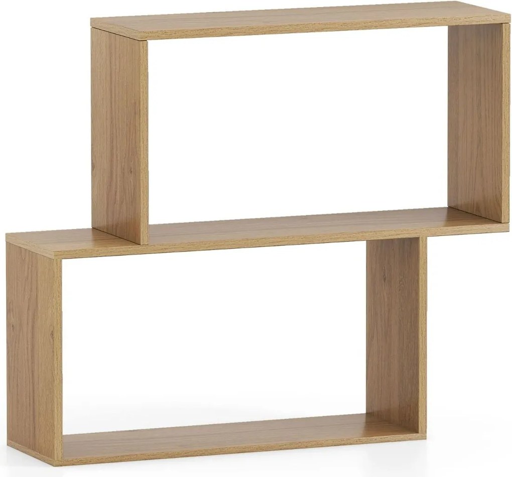 Estante para livros 80 × 22 × 70 cm de 2 níveis com espaço de armazenamento Natural