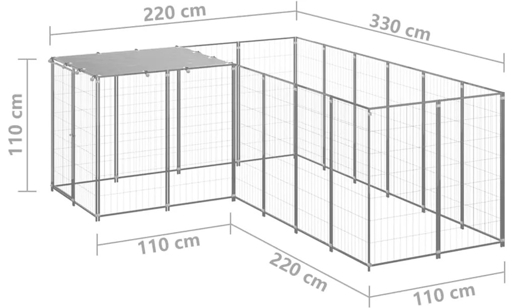 Canil 4,84 m² aço prateado
