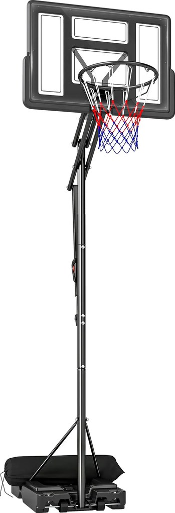 SPORTNOW Tabela de Basquetebol para Exterior com Rodas, Altura Ajustável (2,35-3,05 m), Base Preenchível e Bolsa de Peso, Cor Preto | Aosom Portugal